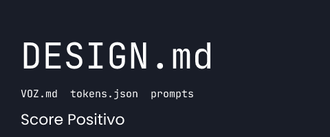 Arquivos da camada de IA: DESIGN.md, VOZ.md, tokens.json e prompts